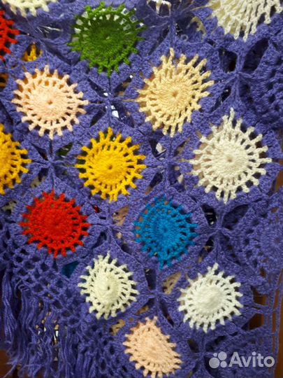 Шаль косынка вязаная разноцветная