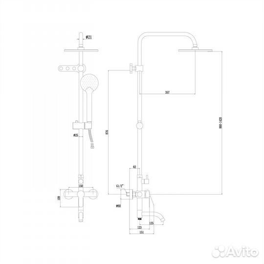 Душевая система Fmark FS8246, хром Округлая