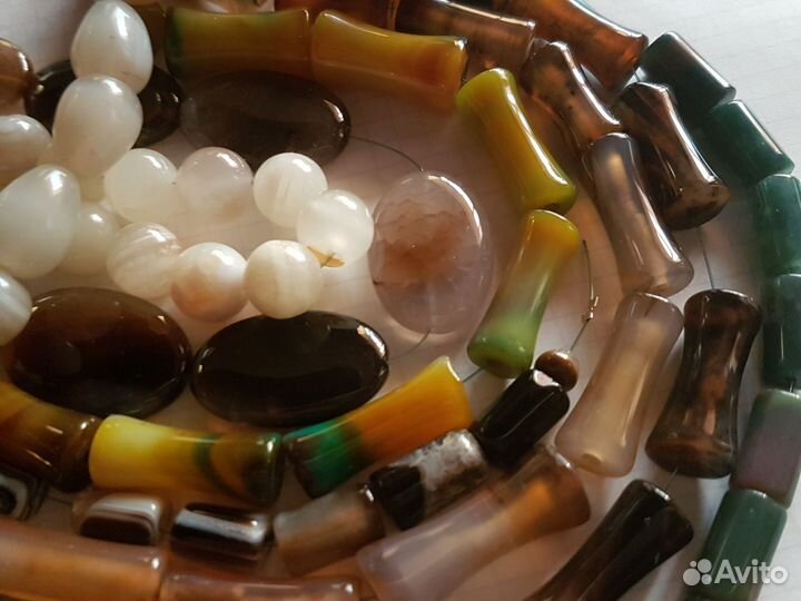 Бусины для рукоделия набор, агат, оникс