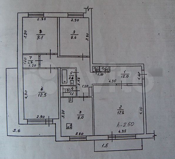 Доля в 4-к. квартире, 84,2 м², 9/9 эт.