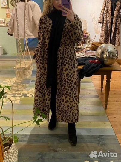 Пальто халат леопардовое