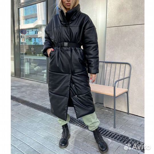 Пальто экокожа