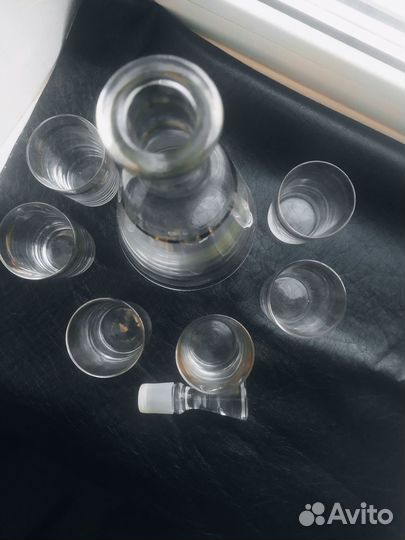 Графины штоф и стопки, с позолотой, СССР. Винтаж