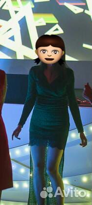 Кружевное изумрудное платье xs-s