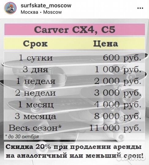 Прокат Carver, Surfskate, YOW, Smoothstar