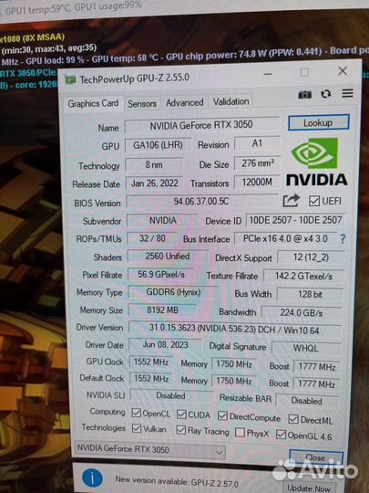 Видеокарты rtx 3050 palit dns