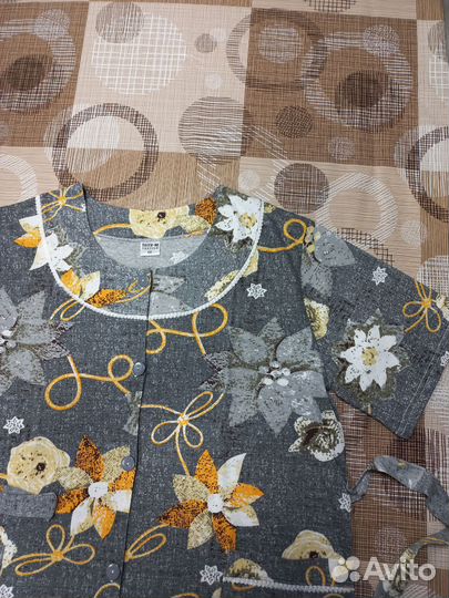 Халат женский на пуговицах, размеры 60-70, хлопок