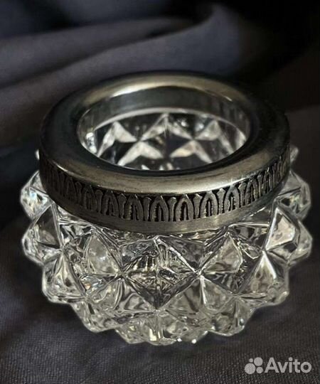 Солонка хрусталь с мельхиором