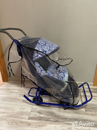 Детские санки коляска с колесами