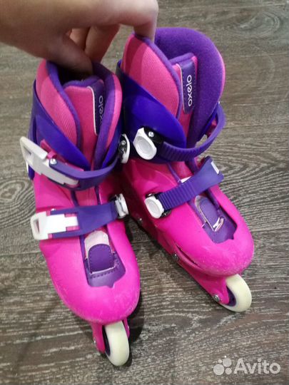 Роликовые коньки с защитой и шлемом