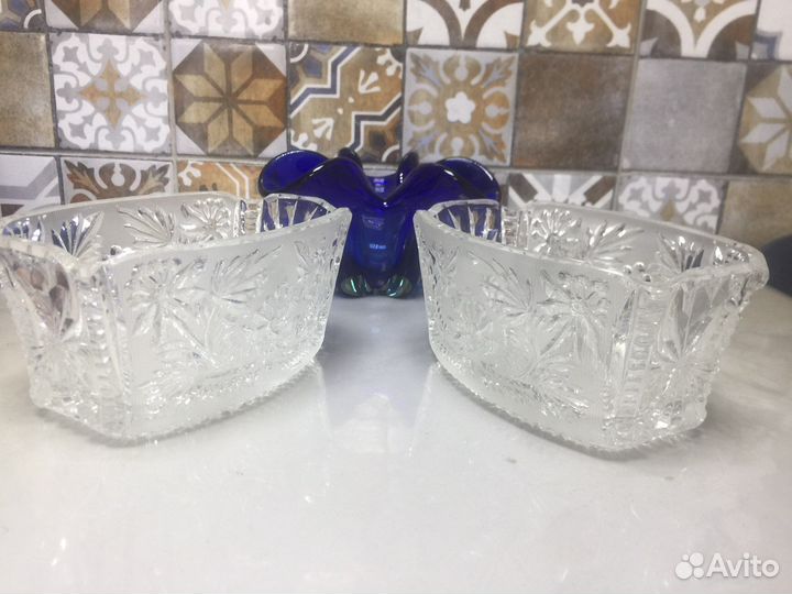 Салатники хрустальные и цветное стеко