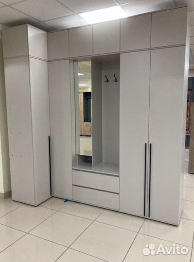 Прихожая Норд + 3 ств шкаф белый глянец холодный