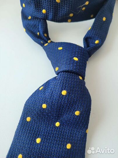 Галстук мужской синий в горошек