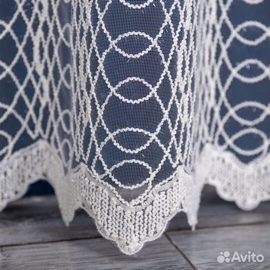 Тюль Дентель ажур молочный