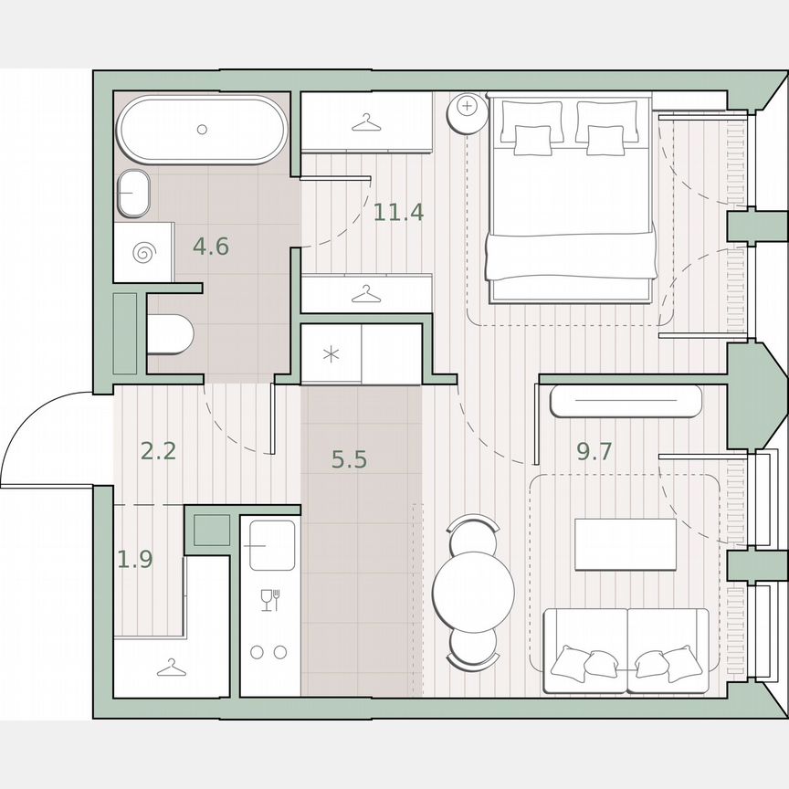 1-к. квартира, 35,3 м², 11/13 эт.