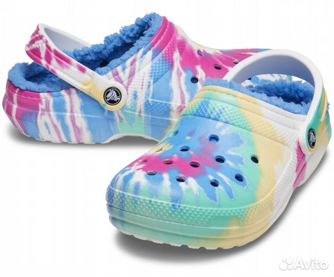 Crocs classic lined tie dye clog кроксы