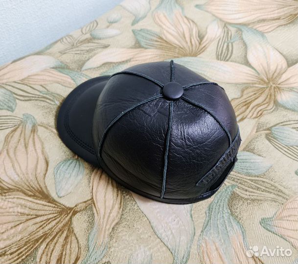 Бейсболка кожаная утепленная