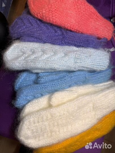 Варежки зимние вязанные женские