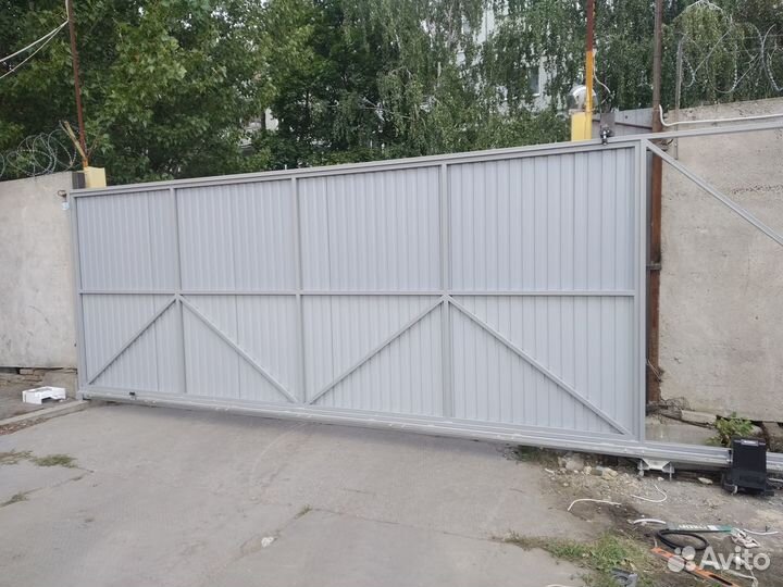 Ворота откатные порошковая покраска