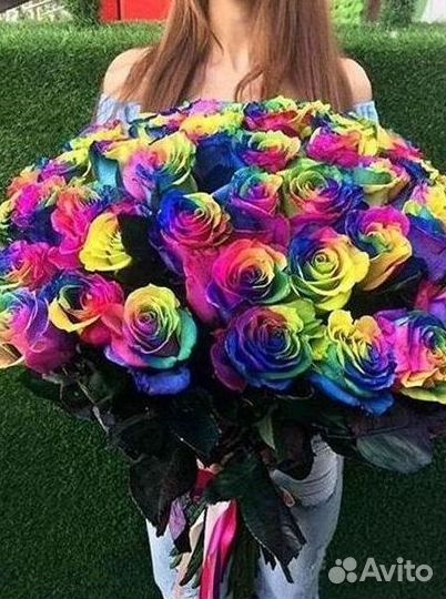Радужные розы. Букеты Цветы доставка