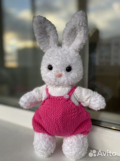 Мягкая игрушка белый заяц ручной работы