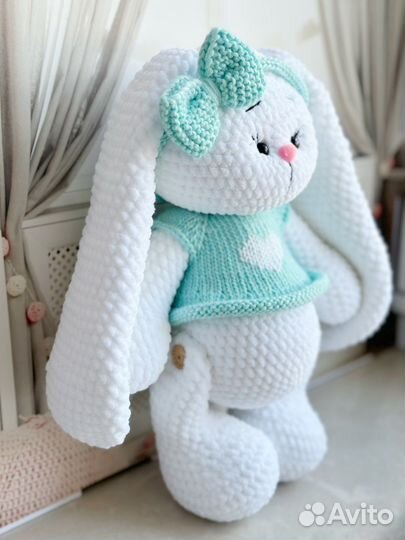 Мягкая Игрушка вязанная зайка