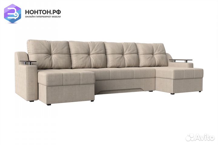Диван п-образный еврокнижка Сенатор бежевый