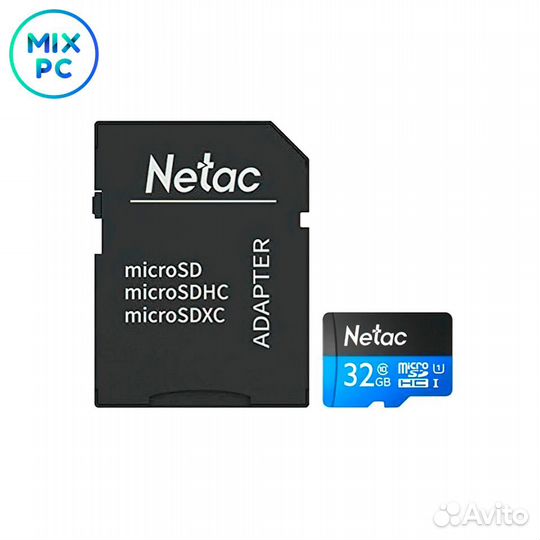 Флеш карта microSD 32GB Netac P500 (SD адаптер)