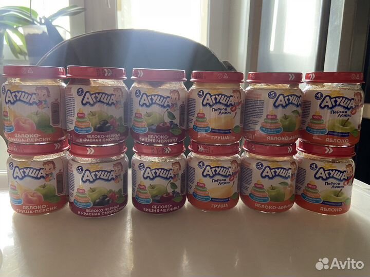 Детское фруктовое пюре Агуша 12 баночек