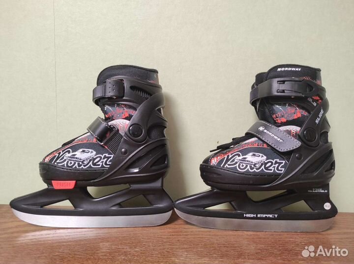 Коньки детские раздвижные 26-30 + клюшки