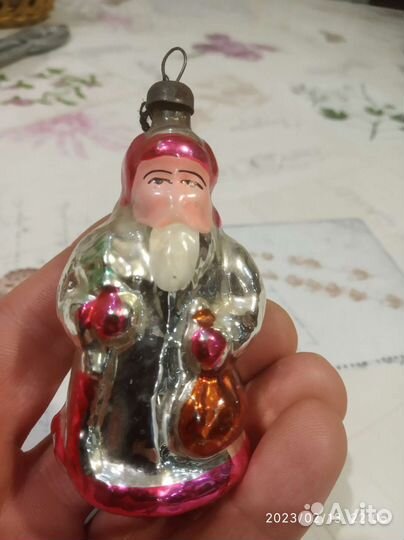 Елочные игрушки ссср.Дед с ёлкой и мешком.Зайцы