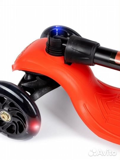 Самокат детский baby (светящиеся колеса) красный