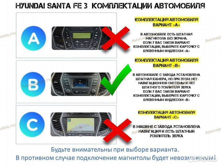 Магнитола Hyundai Santa Fe 3 12-18г Компл B 3/32GB