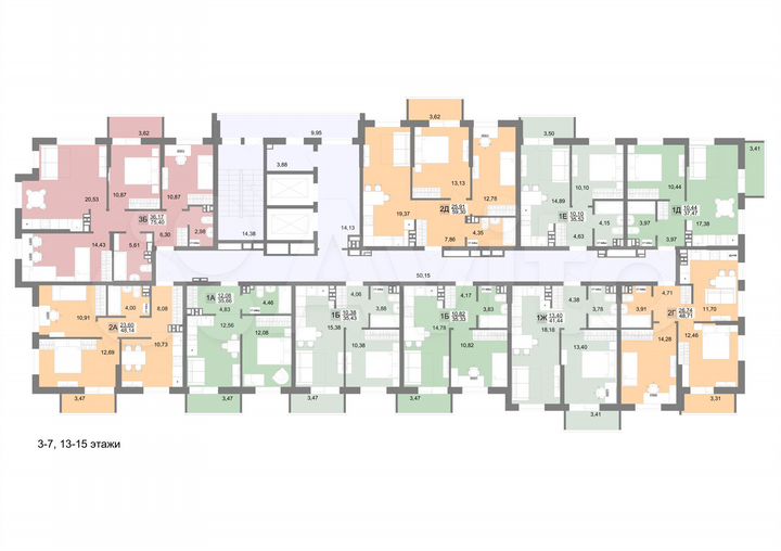 2-к. квартира, 48,7 м², 15/19 эт.