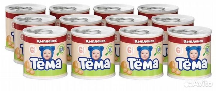 Мясное пюре Тема, цыпленок, уп. 12 шт