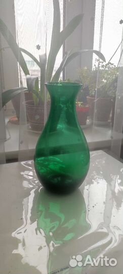Ваза зеленое стекло СССР