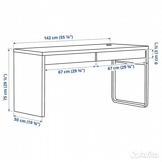 Письменный стол с ящиками икея микке IKEA