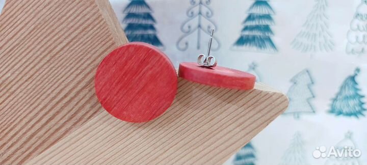 Серьги из натурального дерева