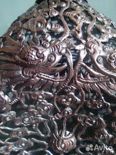 Антикварный штоф медь стекло Китай