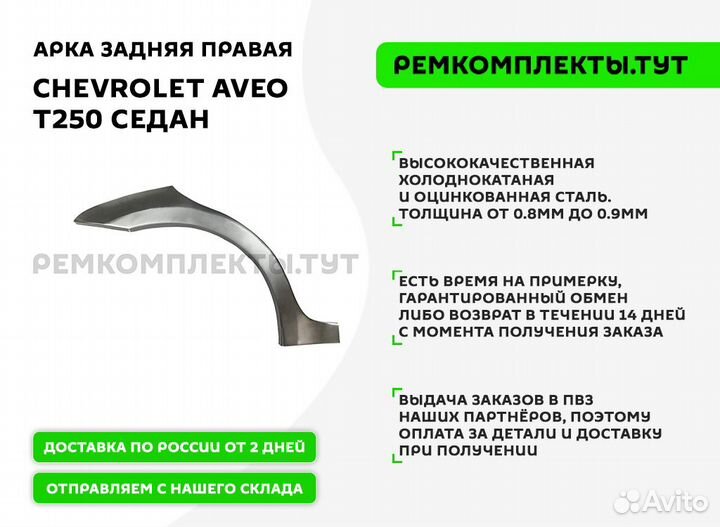 Арка задняя правая Chevrolet Aveo T250 седан