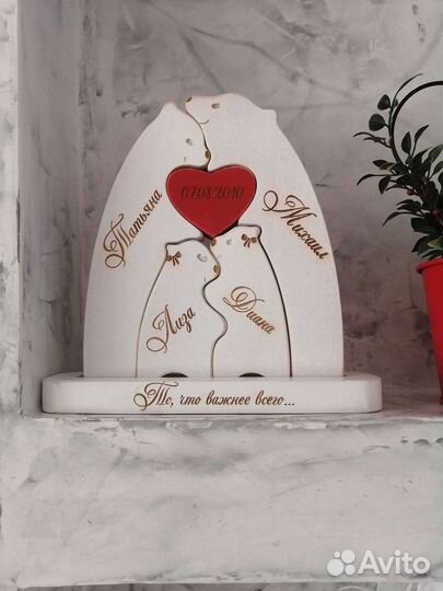 Семейный пазл медведи, фигурки из дерева