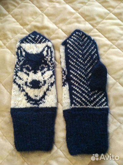 Варежки вязаные спицами, новые