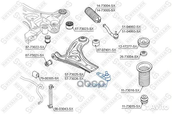 Опора шаровая Daewoo Kalos 02 5273005SX Stellox