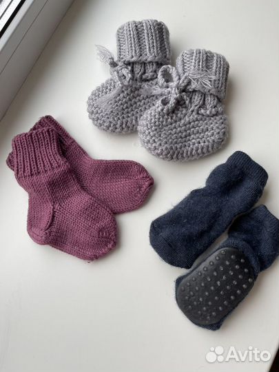 Носки/пинетки шерстяные детские на малышей