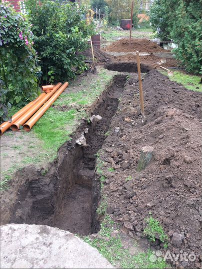 Выгребные ямы,переливной септик,дренаж,водопровод