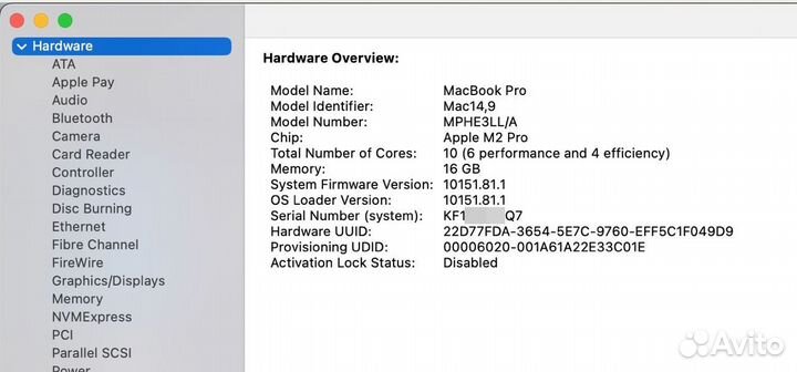 Apple Macbook Pro 2023 m2 pro 10/16 core 16/512gb