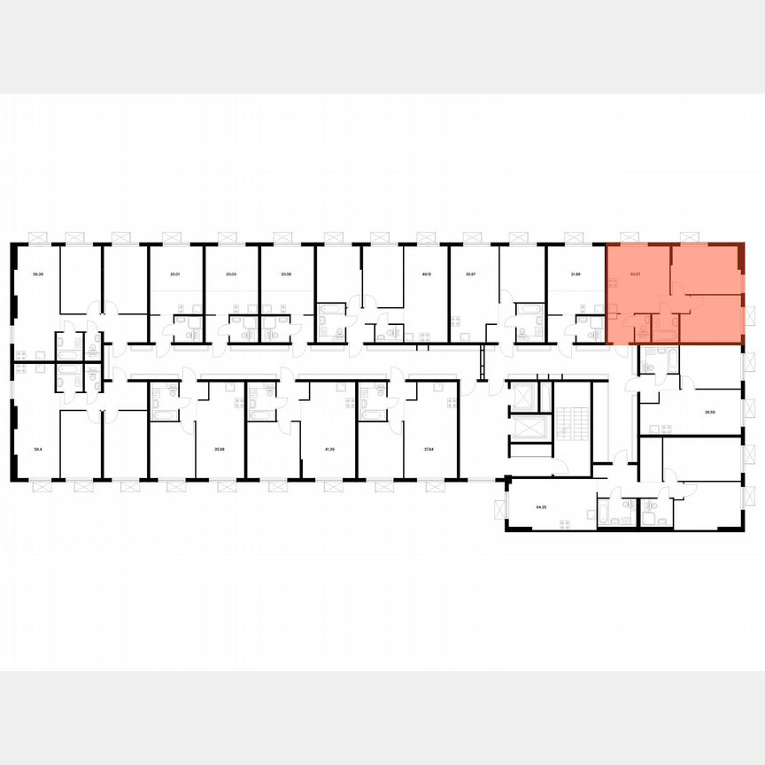 2-к. квартира, 50,2 м², 4/9 эт.