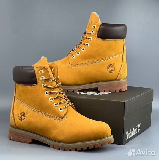 Ораньжевые Timberland с мехом