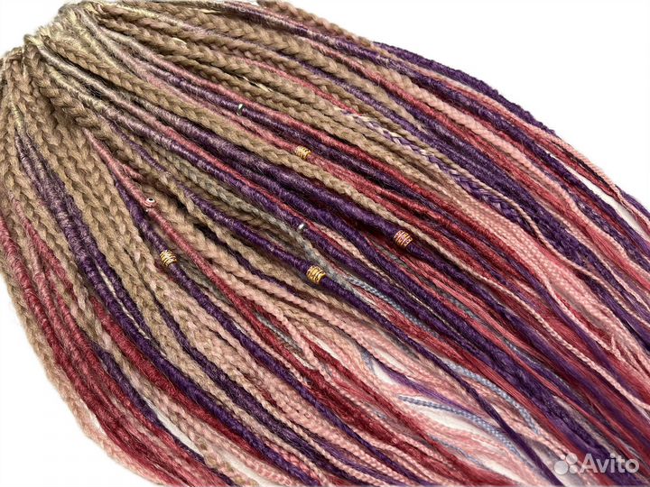 Комплект се кос и дред. Розовый, фиолетовый, блонд