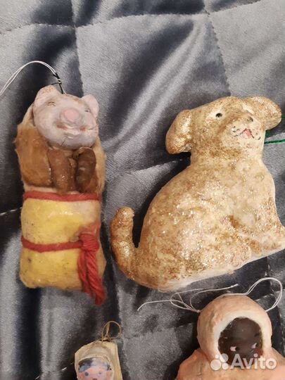 Ватные елочные игрушки СССР